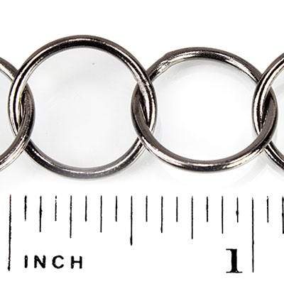 17mm Black Gold plated Plain Round Link Chain by the foot (ONLINE ORDER ONLY)