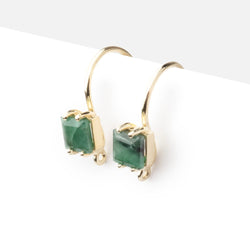 17mm Emerald Bevel Faceted Square Ear Wire Set of 2 pieces (ONLINE ORDER ONLY)