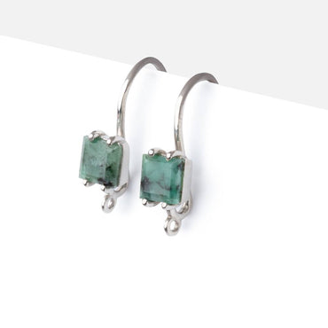 17mm Emerald Bevel Faceted Square Ear Wire Set of 2 pieces (ONLINE ORDER ONLY)
