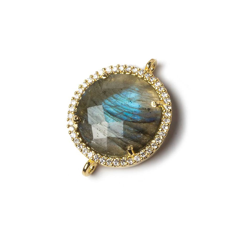 17mm Vermeil Bezel CZ and Labradorite Coin Connector 1 focal bead (ONLINE ORDER ONLY)