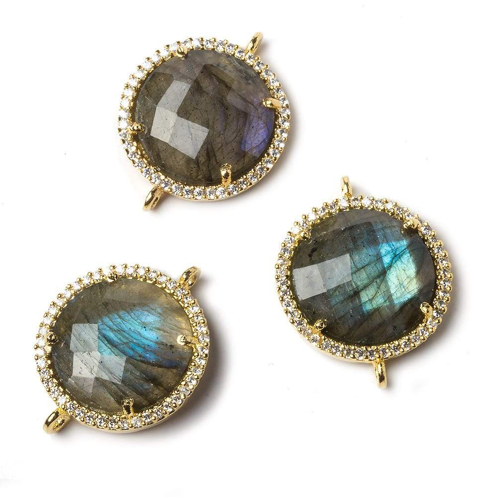 17mm Vermeil Bezel CZ and Labradorite Coin Connector 1 focal bead (ONLINE ORDER ONLY)