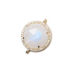 17mm Vermeil Bezel White CZ and Rainbow Moonstone Coin Pendant 1 focal bead (ONLINE ORDER ONLY)
