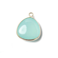 17mm Sterling Silver Bezel SeaBlue Chalcedony triangle Pendant 1 focal bead (ONLINE ORDER ONLY)