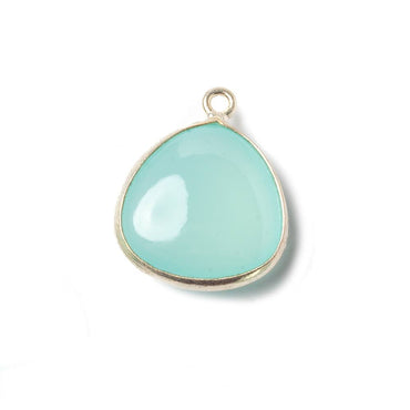 17mm Sterling Silver Bezel SeaBlue Chalcedony triangle Pendant 1 focal bead (ONLINE ORDER ONLY)