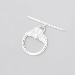 17mm Sterling Silver Round Toggle Rose Design 1 piece (ONLINE ORDER ONLY)