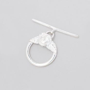 17mm Sterling Silver Round Toggle Rose Design 1 piece (ONLINE ORDER ONLY)