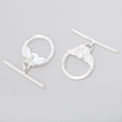 17mm Sterling Silver Round Toggle Rose Design 1 piece (ONLINE ORDER ONLY)