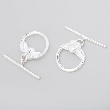 17mm Sterling Silver Round Toggle Rose Design 1 piece (ONLINE ORDER ONLY)