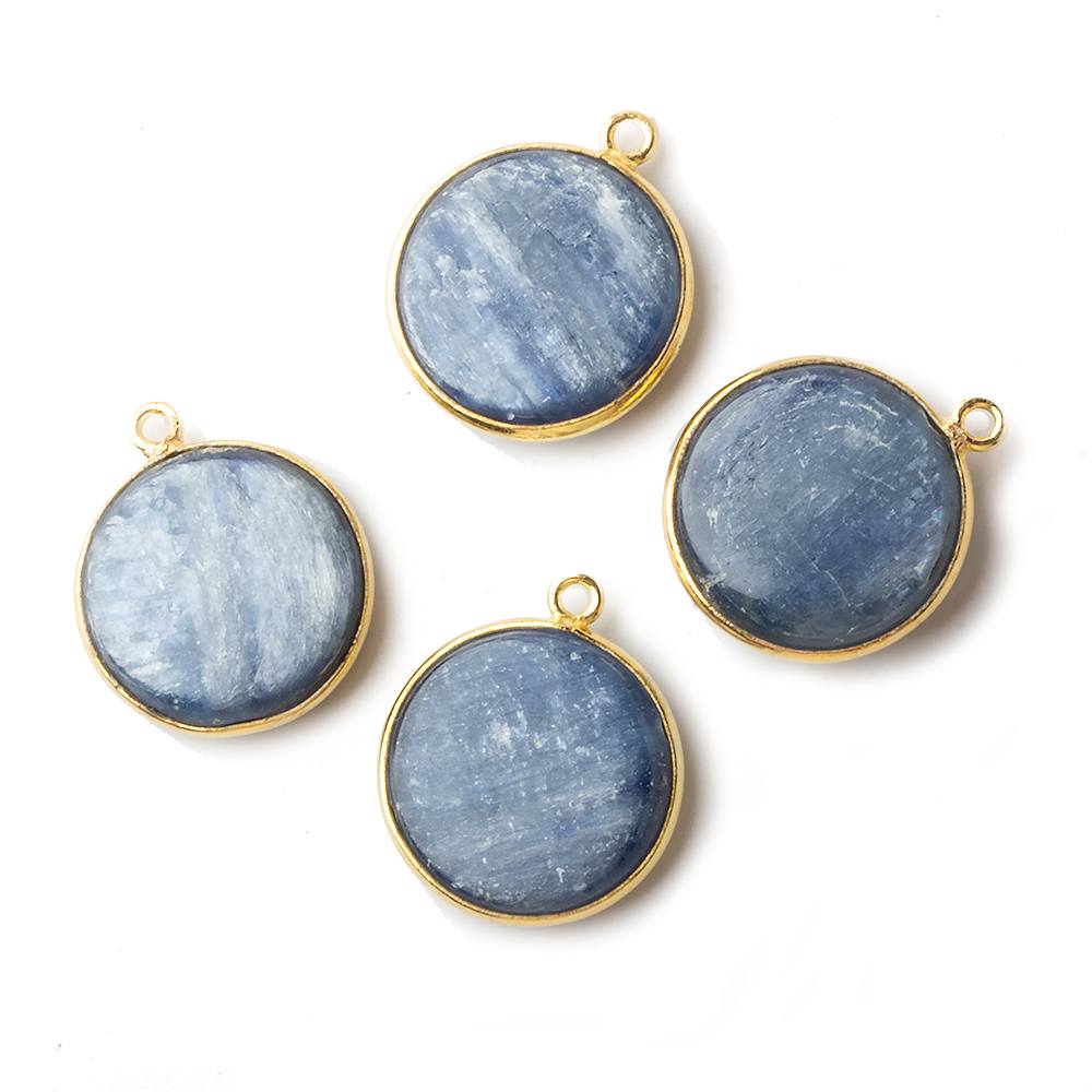 17mm Vermeil Bezel Blue Kyanite plain coin Pendant 1 piece (ONLINE ORDER ONLY)