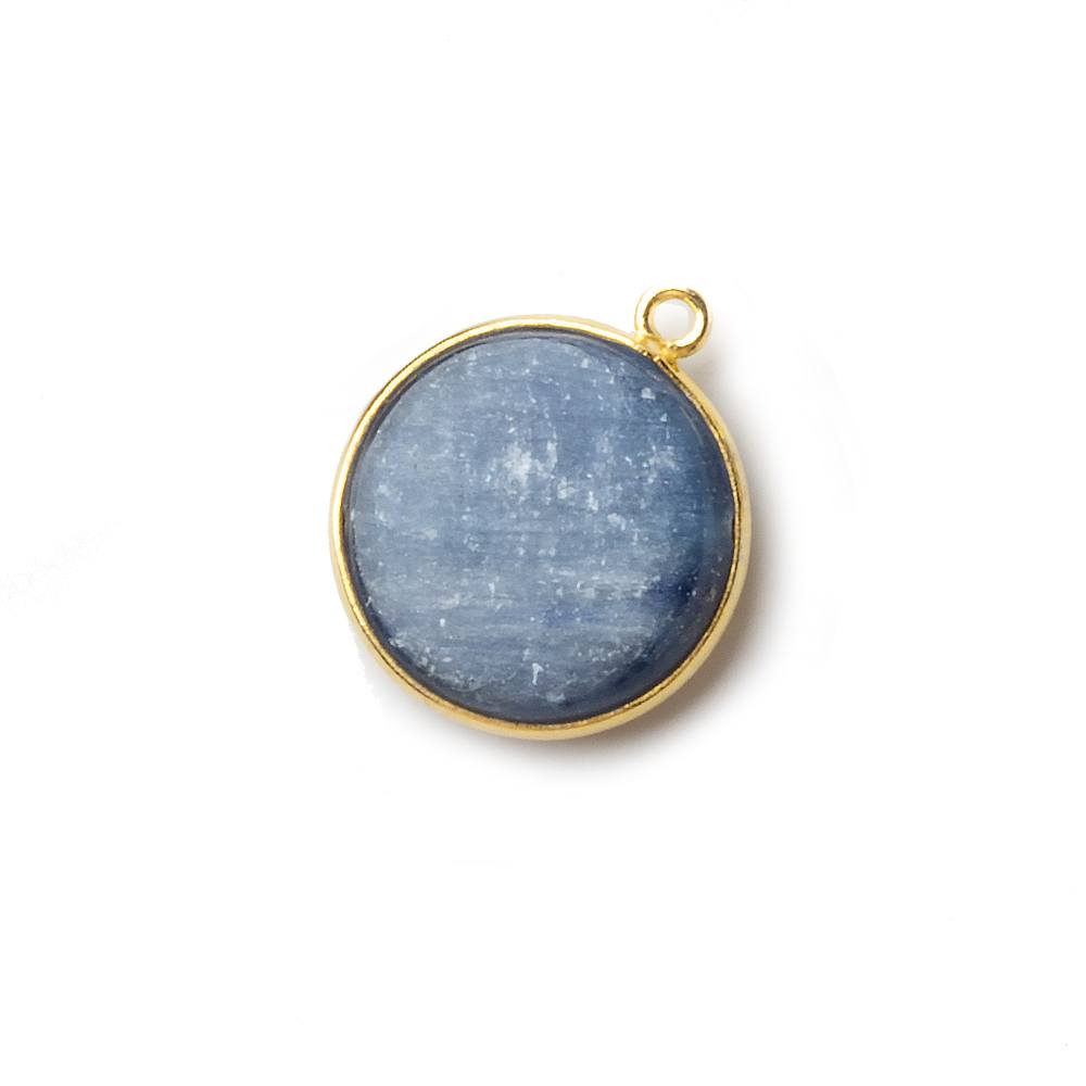17mm Vermeil Bezel Blue Kyanite plain coin Pendant 1 piece (ONLINE ORDER ONLY)