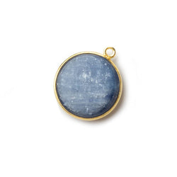 17mm Vermeil Bezel Blue Kyanite plain coin Pendant 1 piece (ONLINE ORDER ONLY)
