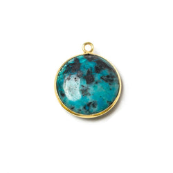 17mm Vermeil Bezeled Chrysocolla plain coin Pendant 1 piece (ONLINE ORDER ONLY)