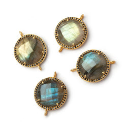 17mm Vermeil & Black CZ Bezel Labradorite Coin Connector 1 Focal (ONLINE ORDER ONLY)