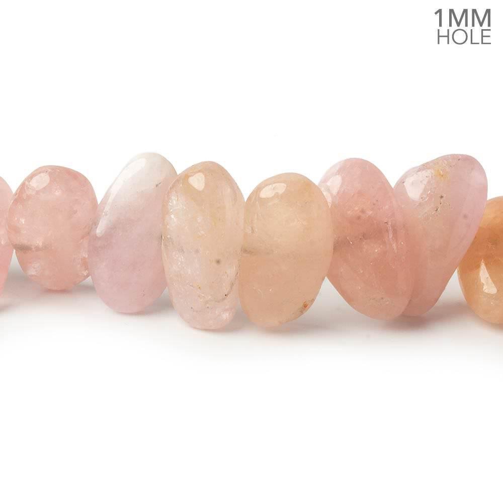 17x10-24x11mm Morganite (Pink Beryl) side drilled plain nuggets 16 inch 42 large hole beads AA (ONLINE ORDER ONLY)