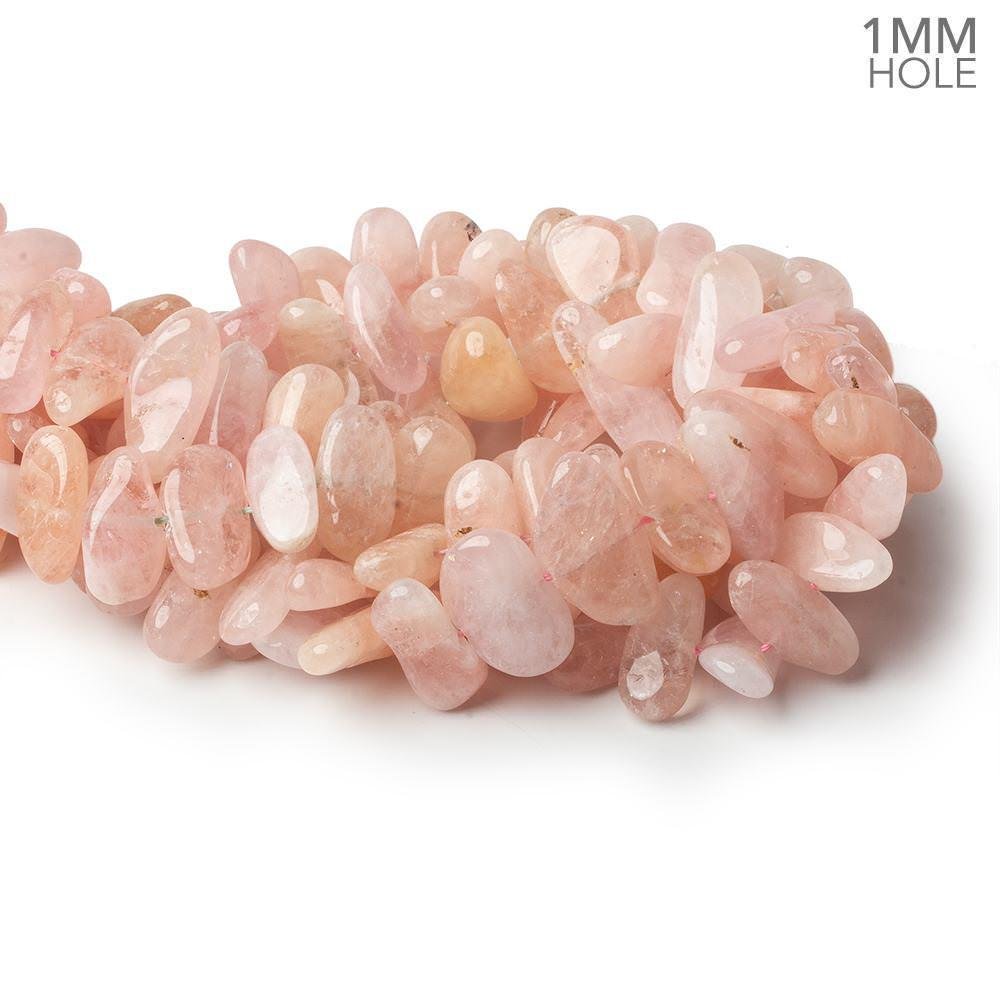 17x10-24x11mm Morganite (Pink Beryl) side drilled plain nuggets 16 inch 42 large hole beads AA (ONLINE ORDER ONLY)