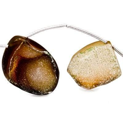 17x10-30x22mm Tortoise Shell Agate Drusy Freeform Beads 11 pieces (ONLINE ORDER ONLY)