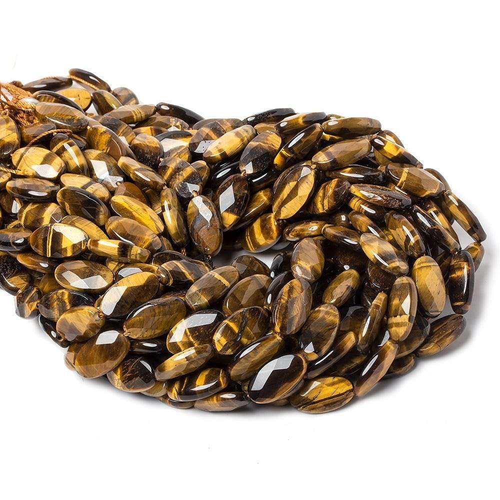 17x10mm Tiger's Eye faceted oval beads 15 inch 22 pieces (ONLINE ORDER ONLY)