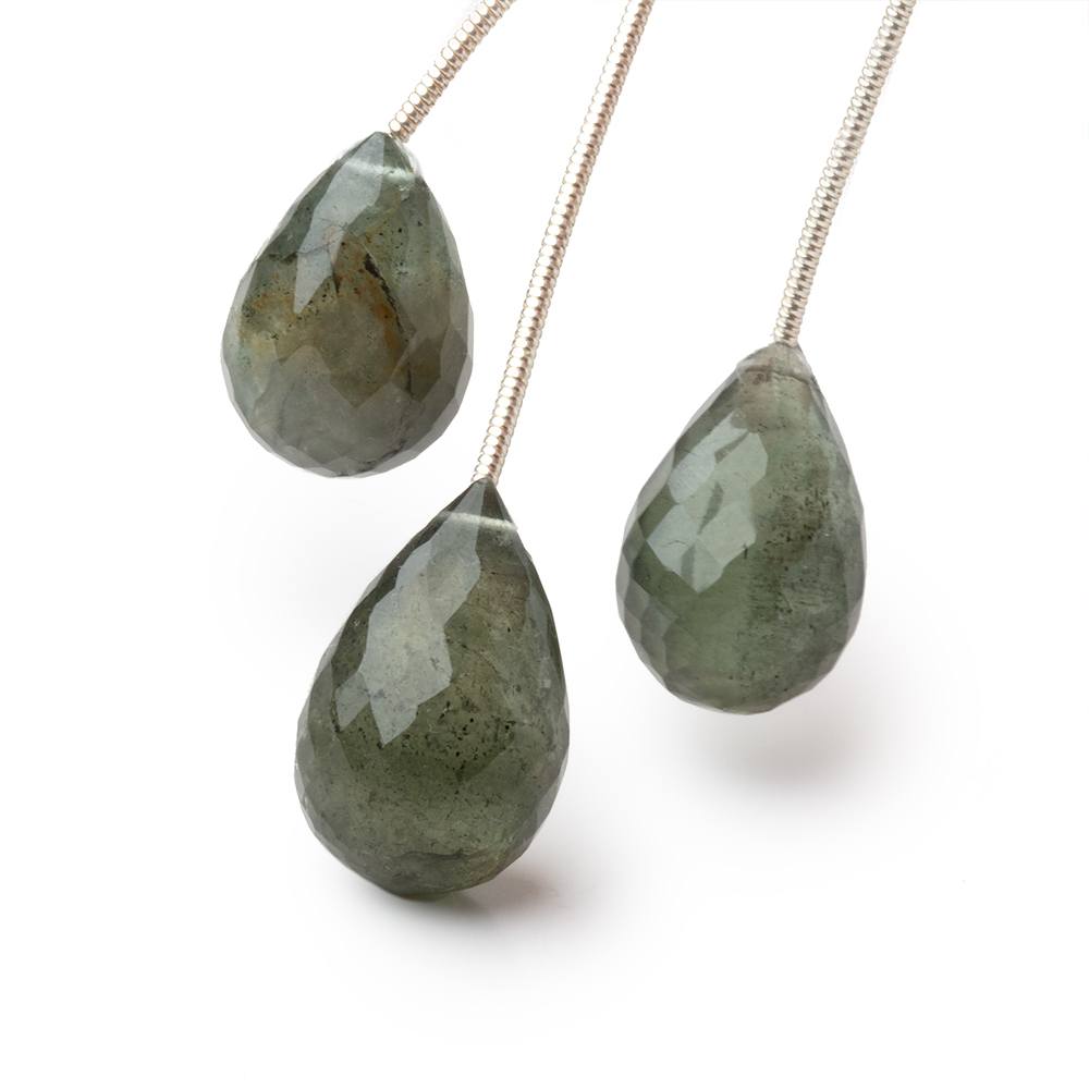 17x11-19x12mm Moss Aquamarine Faceted Tear Drop Set of 3 beads (ONLINE ORDER ONLY)