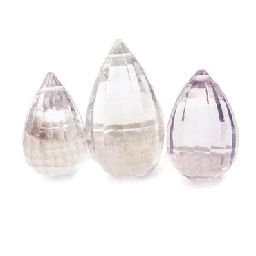 17x11-23x13mm Ametrine & Pink Amethyst Faceted Tear Drop Bead Set of 3 (ONLINE ORDER ONLY)