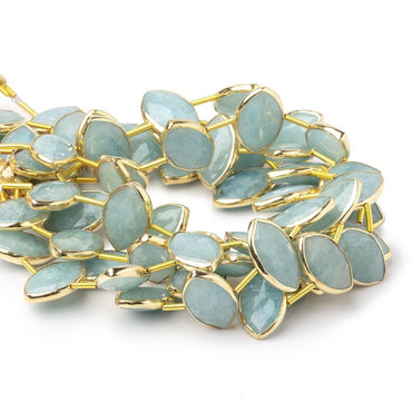17x11mm Vermeil Bezel Aquamarine Faceted Marquise Strand 12 Beads (ONLINE ORDER ONLY)