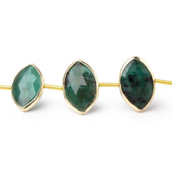 17x11mm Vermeil Bezel Emerald Faceted Marquise Strand 11 Beads (ONLINE ORDER ONLY)
