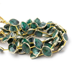 17x11mm Vermeil Bezel Emerald Faceted Marquise Strand 11 Beads (ONLINE ORDER ONLY)