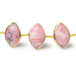 17x11mm Vermeil Bezel Pink Peruvian Opal Faceted Marquise Strand 12 Beads (ONLINE ORDER ONLY)