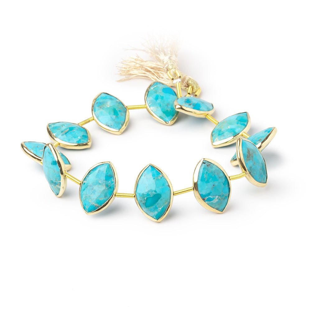 17x11mm Vermeil Bezel Turquoise Howlite Faceted Marquise Strand 12 Beads (ONLINE ORDER ONLY)
