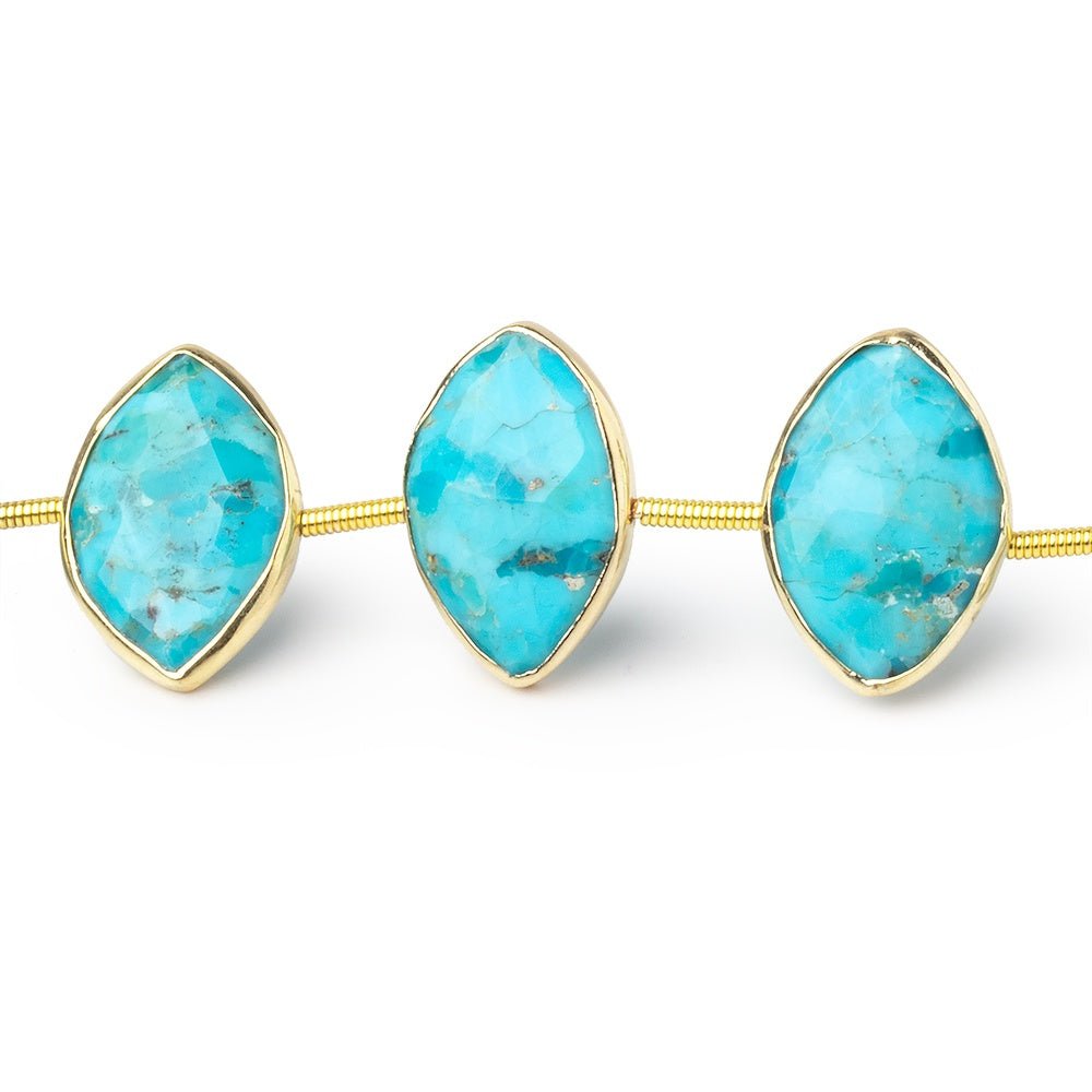 17x11mm Vermeil Bezel Turquoise Howlite Faceted Marquise Strand 12 Beads (ONLINE ORDER ONLY)