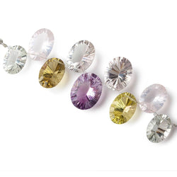 17x12-20x15mm Multi-gemstone Concave Faceted Oval Beads 9 pieces AAA (ONLINE ORDER ONLY)