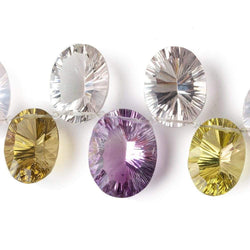 17x12-20x15mm Multi-gemstone Concave Faceted Oval Beads 9 pieces AAA (ONLINE ORDER ONLY)