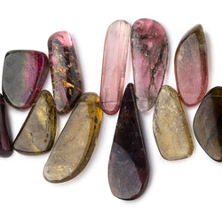 17x12-33x11mm Multi Color Tourmaline Plain Slice Beads 3.5 inch 13 pieces (ONLINE ORDER ONLY)