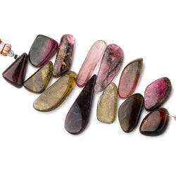17x12-33x11mm Multi Color Tourmaline Plain Slice Beads 3.5 inch 13 pieces (ONLINE ORDER ONLY)