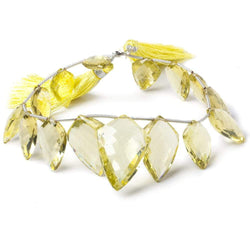 17x12x5-30x20x9mm Lemon Quartz top drill faceted shield 8.5 inch 15 beads AA (ONLINE ORDER ONLY)