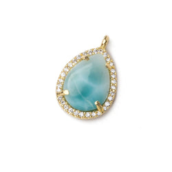 17x13.5mm Gold Bezel White CZ and Larimar Pear Pendant 1 focal piece (ONLINE ORDER ONLY)