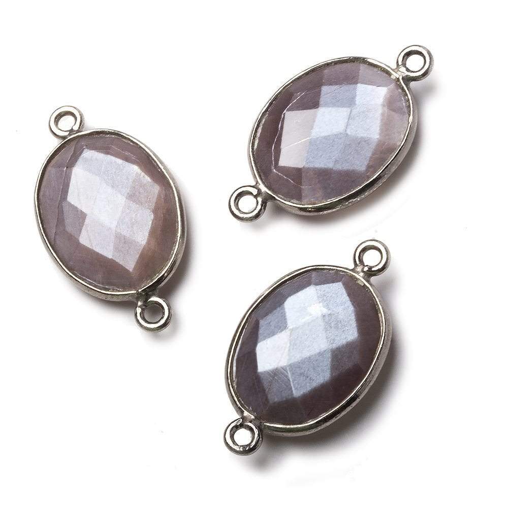17x13mm Black Gold .925 Bezel Chocolate Moonstone Faceted Oval Connector 1 piece (ONLINE ORDER ONLY)