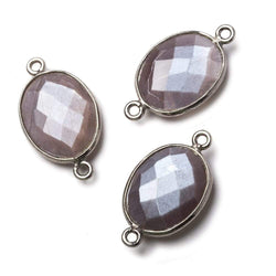 17x13mm Black Gold .925 Bezel Chocolate Moonstone Faceted Oval Connector 1 piece (ONLINE ORDER ONLY)