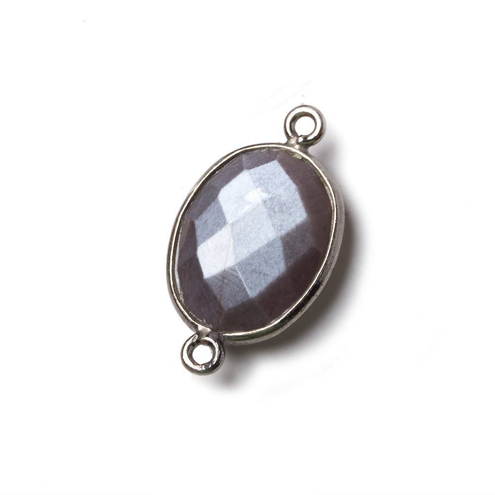 17x13mm Black Gold .925 Bezel Chocolate Moonstone Faceted Oval Connector 1 piece (ONLINE ORDER ONLY)