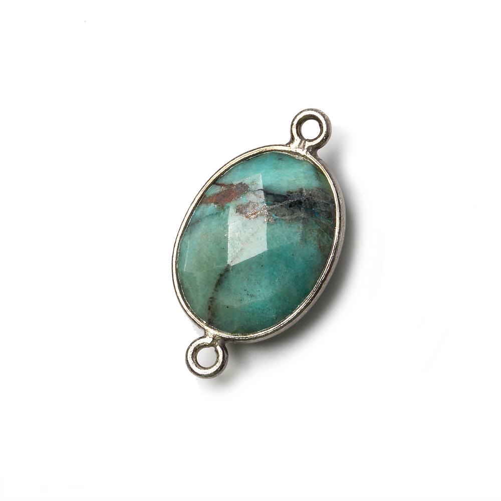 17x13mm Black Gold .925 Bezel Chrysocolla Faceted Oval Connector 1 piece (ONLINE ORDER ONLY)