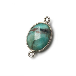 17x13mm Black Gold .925 Bezel Chrysocolla Faceted Oval Connector 1 piece (ONLINE ORDER ONLY)