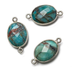 17x13mm Black Gold .925 Bezel Chrysocolla Faceted Oval Connector 1 piece (ONLINE ORDER ONLY)