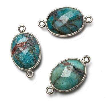 17x13mm Black Gold .925 Bezel Chrysocolla Faceted Oval Connector 1 piece (ONLINE ORDER ONLY)
