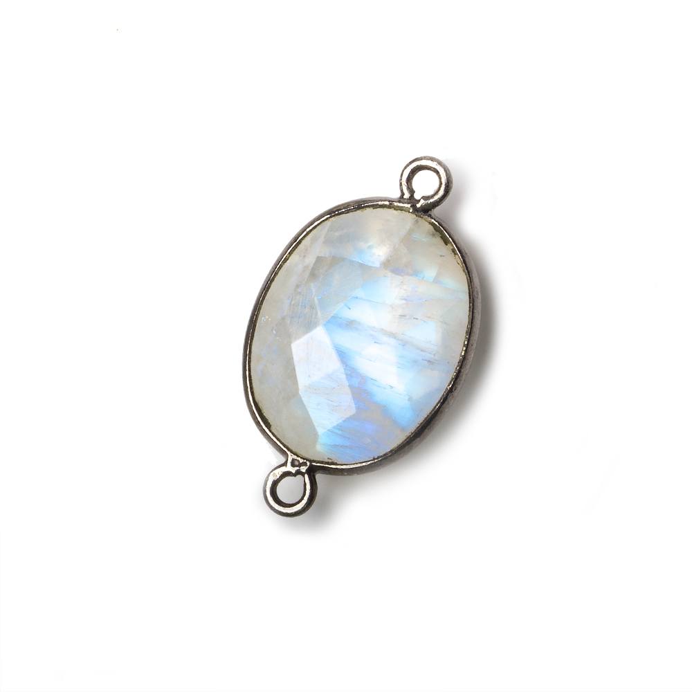 17x13mm Black Gold .925 Bezel Rainbow Moonstone Faceted Oval Connector 1 piece (ONLINE ORDER ONLY)