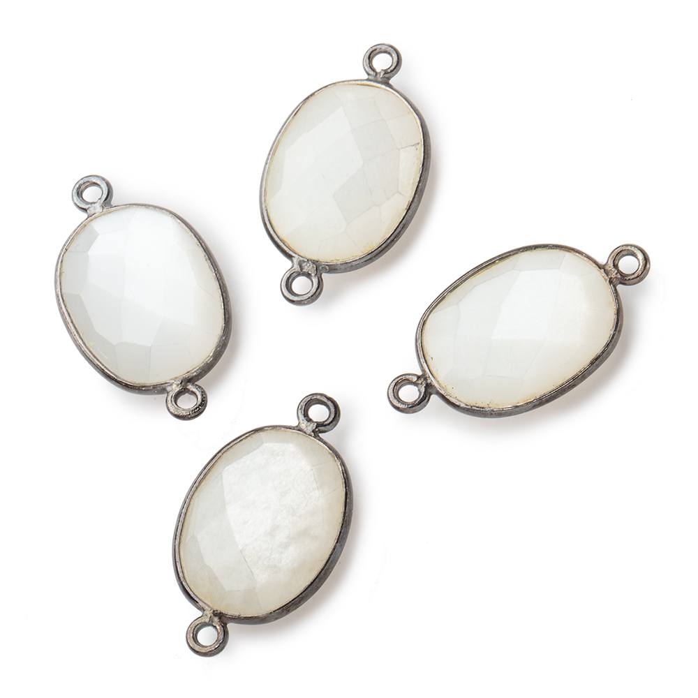 17x13mm Black Gold .925 Bezel White Moonstone Faceted Oval Connector 1 piece (ONLINE ORDER ONLY)