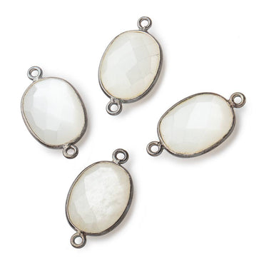 17x13mm Black Gold .925 Bezel White Moonstone Faceted Oval Connector 1 piece (ONLINE ORDER ONLY)