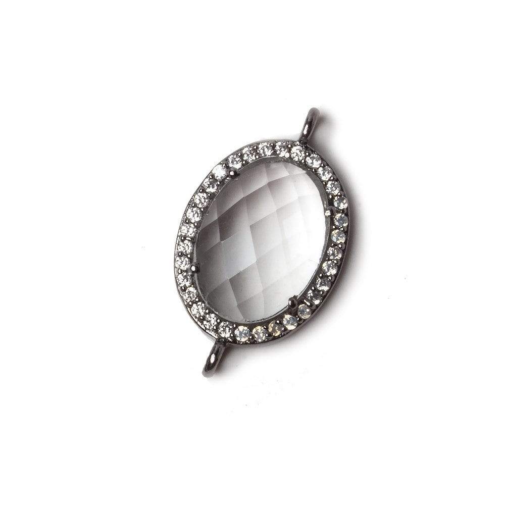 19x15mm Black Gold Bezeled CZ & Crystal Quartz Oval Connector 1 pc (ONLINE ORDER ONLY)
