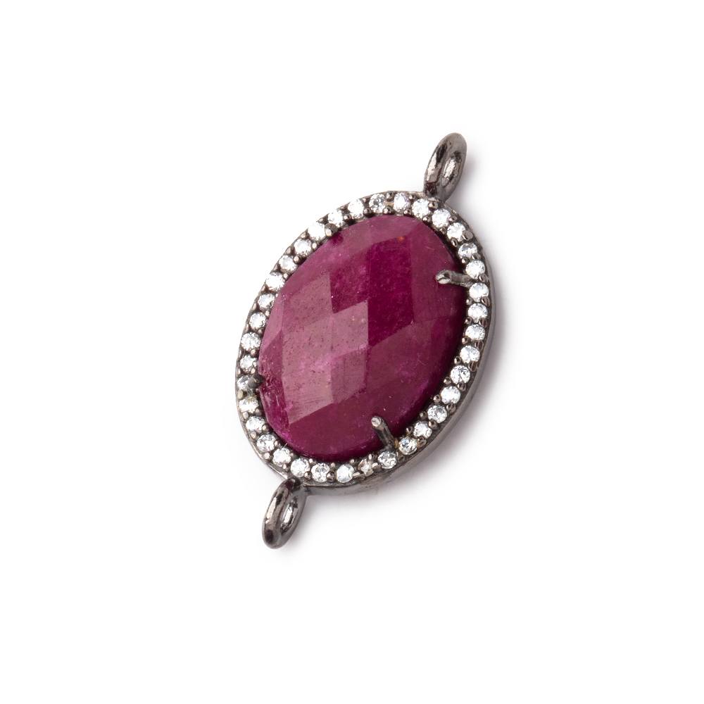 17x13mm Black Gold CZ Bezel Ruby Oval Connector 1 Focal Bead (ONLINE ORDER ONLY)