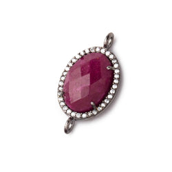 17x13mm Black Gold CZ Bezel Ruby Oval Connector 1 Focal Bead (ONLINE ORDER ONLY)