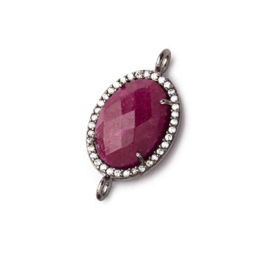 17x13mm Black Gold CZ Bezel Ruby Oval Connector 1 Focal Bead (ONLINE ORDER ONLY)