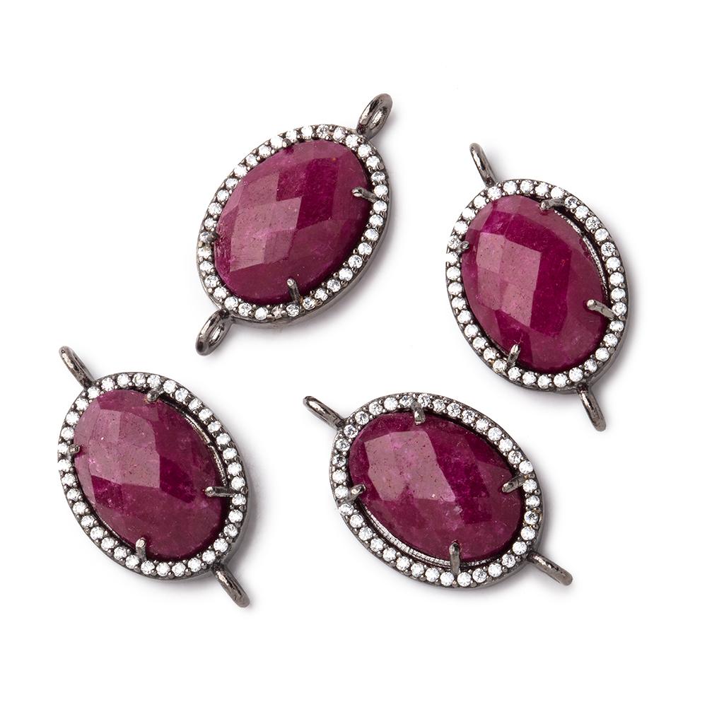 17x13mm Black Gold CZ Bezel Ruby Oval Connector 1 Focal Bead (ONLINE ORDER ONLY)